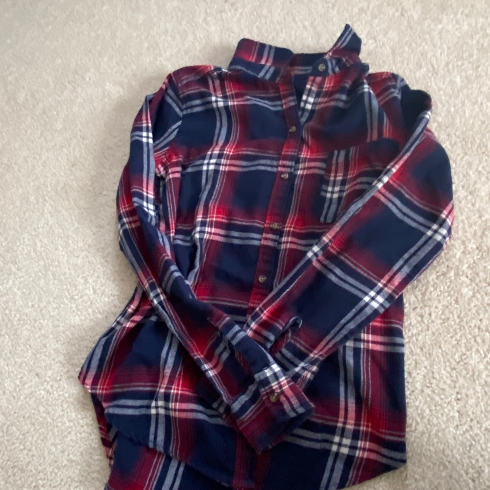 hollister red and blue flannel, size small